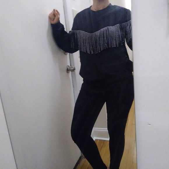 Faux Suede and Grommet Fringe Goth Rock Boho Shirt - Picture 4 of 4